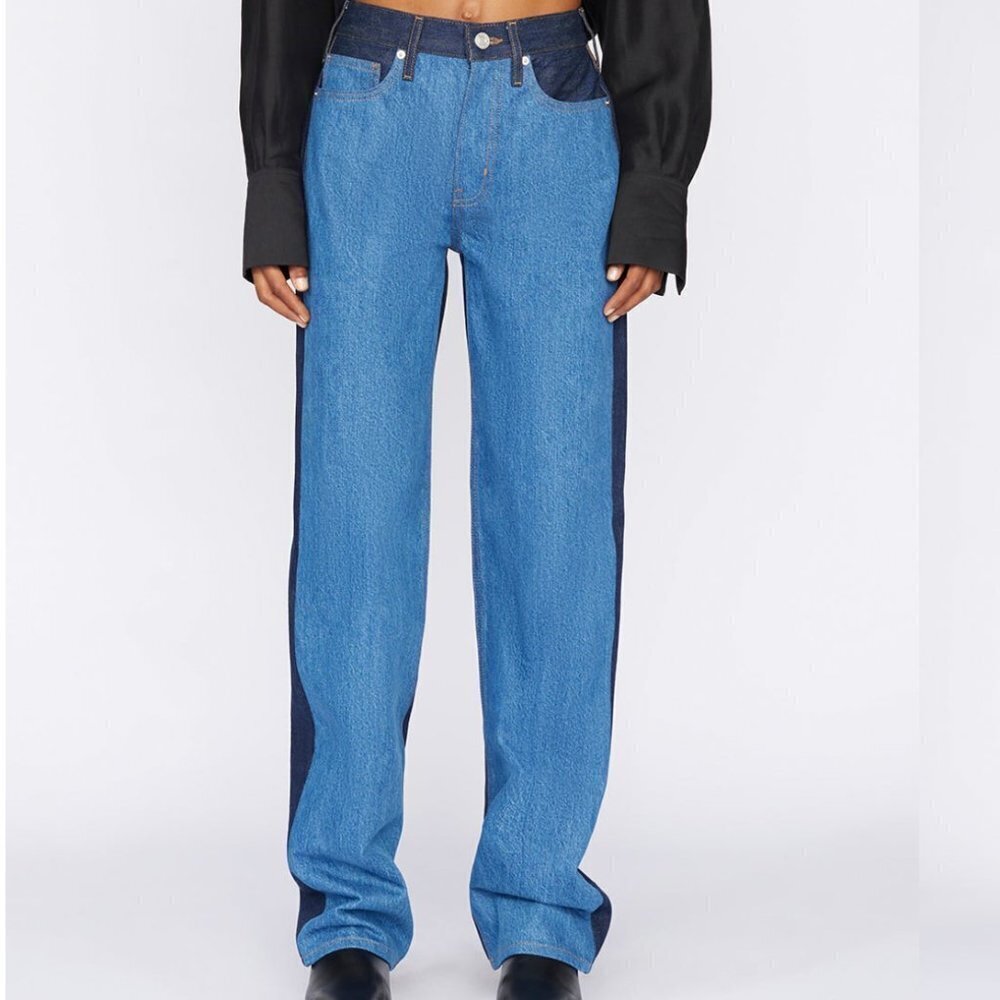 Frame Le Jane Contrast Patchwork in Indigo Assemble